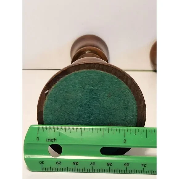 Vintage Pair Hand Turned Wooden Candlestick or Taper Holders 6.5" - Picture 5 of 8